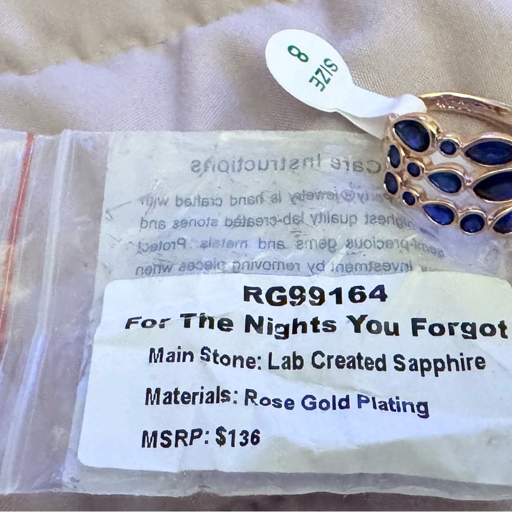 Rose Gold Plated Ring with Lab Created Sapphire